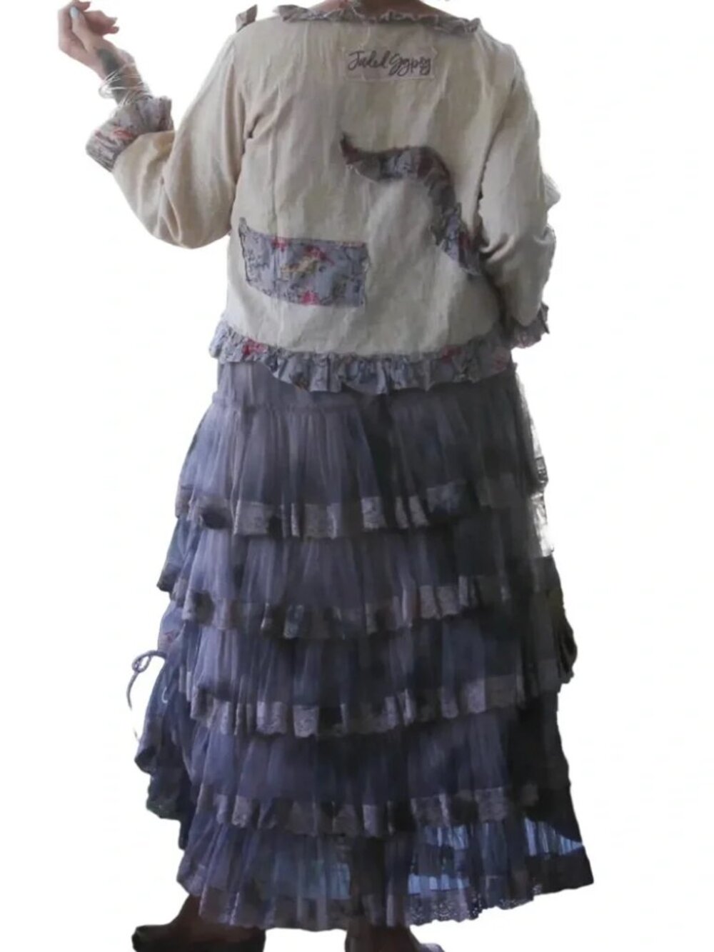 NWT Jaded Gypsy True Romance Skirt Charcoal Boho Maxi High Low Lace Ruffle Skirt - Picture 5 of 5